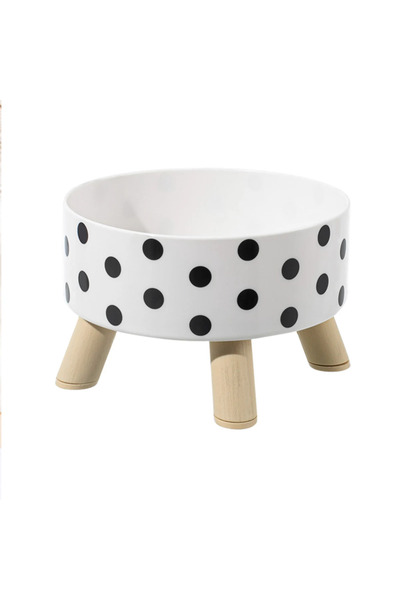 Choice1 WHITE 1PC Black And White Polka Dot Checkerboard Pattern Cat Bowl Sma...