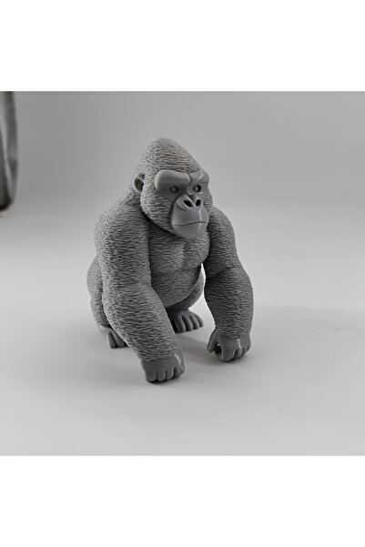 Choice DARK GRAY 3D Printed Silver Backed Gorilla Statue, Realistic Chimpanze...