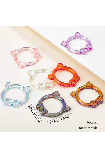 Choice3 6 قطع من حلقات أذن قطة شفافة بنمط عشوائي، مطلية أكريليك AB، مزينة مرص...