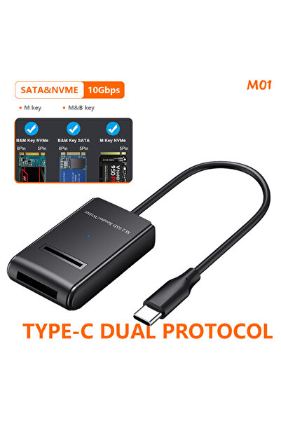 Choice3 محول M01 من نوع C SATA NVME M.2 إلى USB Type-C SSD، كابل M2 ثنائي الب...