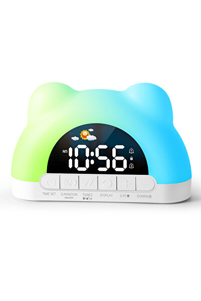 Choice WHITE USB Powered Digital Alarm Clk with 11 Colors Ambient Light 2 Ala...