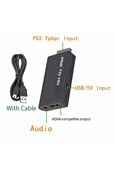 Choice محول PS2 إلى HDMI أسود - محول عالي الدقة 1080 بكسل مع مخرج صوت 3.5 مم،...