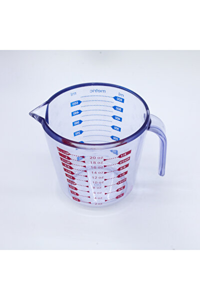 Choice كوب قياس بلاستيكي شفاف سعة 600 مل، أحمر وأزرق، للاستخدام في المطبخ، مض...