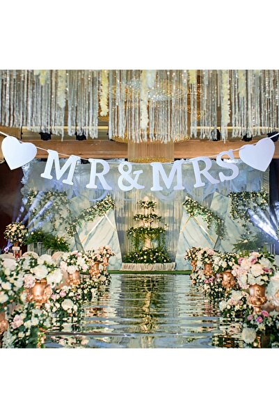 choice2 لافتة بيضاء تحمل عبارة "السيد والسيدة" لحفلات توديع العزوبية، وحفلات ...