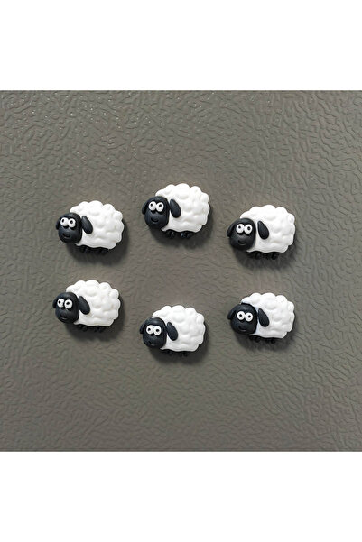 Choice1 مجموعة من 6 قطع من مغناطيسات الثلاجة البيضاء بتصميم خراف كرتونية، لتز...