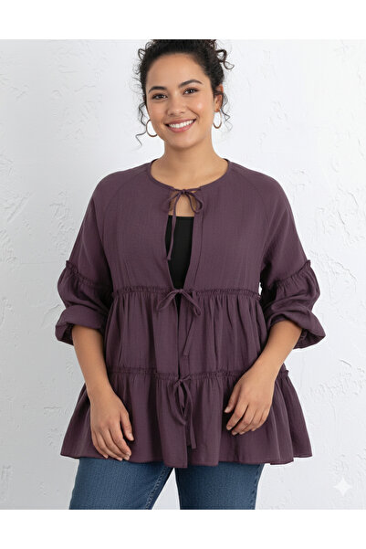 bellura Layered Shirt with Elastic Sleeves and Tie Front