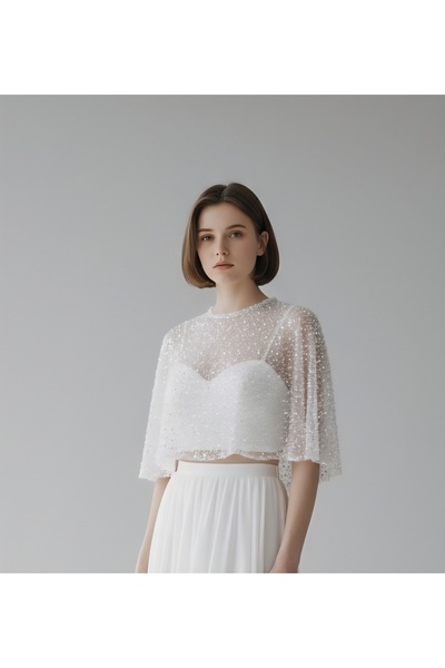 bride in love Boncuk İşlemeli gelinlik pelerini