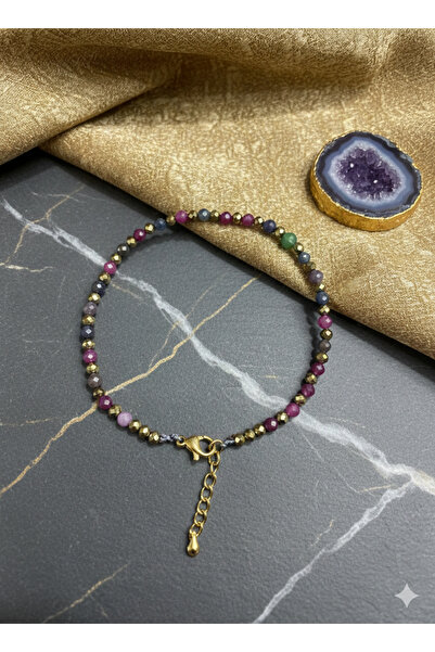 Zihintaşı Atölyesi Orjinal Yakut & Safir & Zümrüt Doğal Taş El Yapımı Bileklik