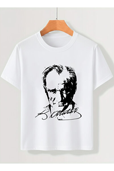 Let's Wear Ataturk Printed 100% Cotton Bicycle Collar Premium Tshirt for Adults