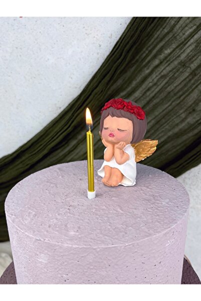 Ca.Gi El Yapımı Mum Üfleyen Melek Figürlü Pasta Süsü / Doğum Günü Süsü - 1 ADET