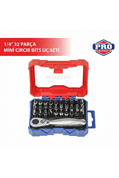 Workpro Wp200534 32 Pieces 1/4'' Professional Mini Ratchet Socket Sleeve Bits...