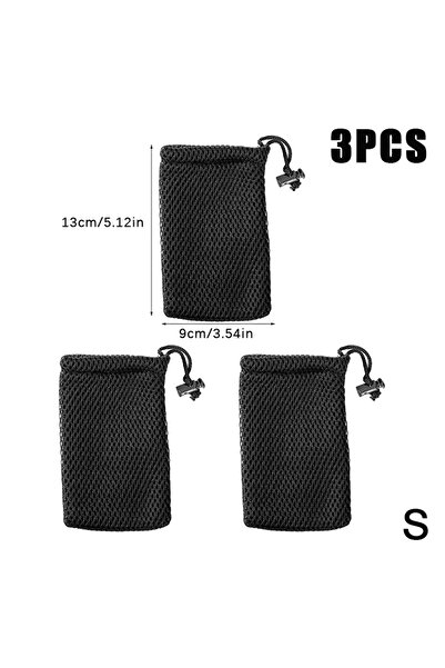 Choice S 3Pcs Nylon Mesh Drawstring Storage Pouch Bag Multi Purpose Travel & ...