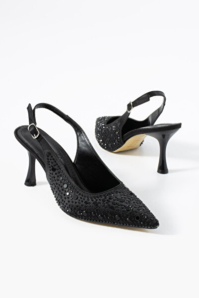 MUFUMA Women's Black Stone Detailed Heeled Shoes