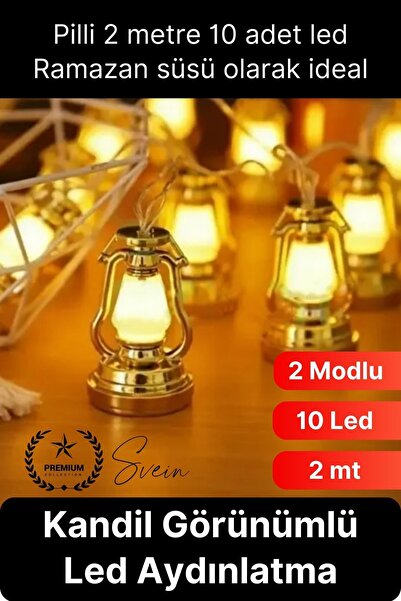 Svein #led Ramazan Temalı Şık Dekoratif Led Lamba Süsleme Pilli 2 Metre 10 LE...