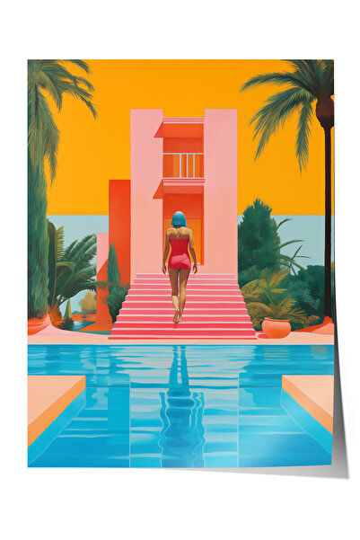 Zestia Poster premium cu arhitectură tropicală, peisaj de vară, decor pentru ...
