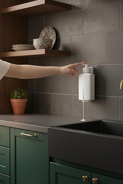 Bundeba 1 Adet Özel Kilitli Duvara Asma Aparatlı 400 ml Sıvı Deterjanlık Mutf...