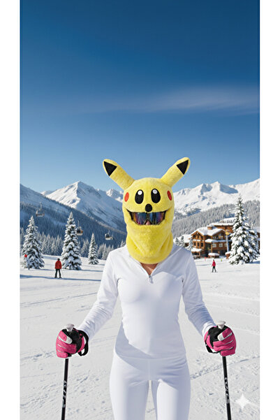 Beta Pikaçu Kayak Maskesi Pika Peluş Kayak Kask Kılıfı, Snowboard maskesi