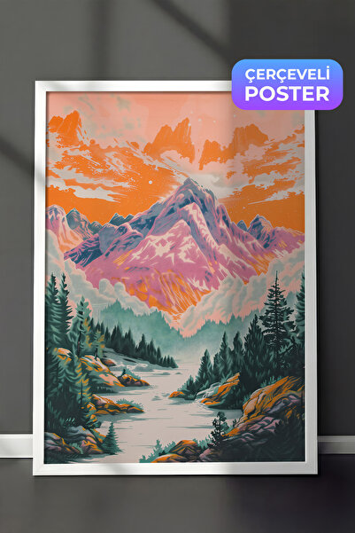 Zestia Bela uokvirena zidna slika Šarene planine i dolina reke Prirodna ilust...