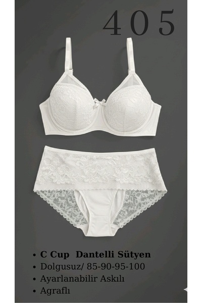 CHARM Tılsım Lingerie Women's C Cup Lace Bra Set
