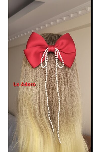 LO ADORO 2 τεμάχια Κορδέλα με πέρλες και φιόγκο Βουργουνδίας Κόκκινο Ναυτικό ...