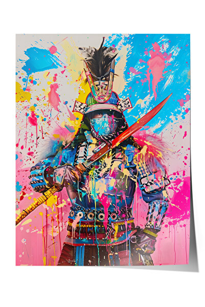 Zestia Poster premium, colorat, cu figură de războinic blindat, decor fantast...