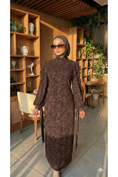 Modarana Kuna Kol Detaylı Desenli Elbise