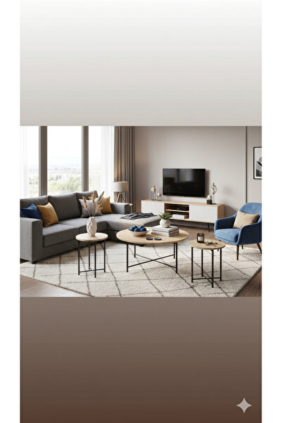 SADANHOME 5-piece set - Modern coffee table | Large table 80*80*45 cm and 4 s...