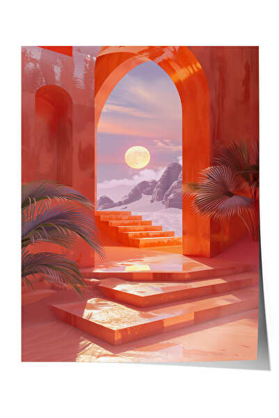 Zestia Poster Premium Scări mediteraneene Peisaj la apus de soare Decor pentr...