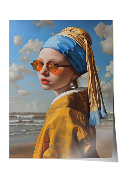 Zestia Αφίσα Premium με Κορίτσι με Σκουλαρίκια Πέρλες, Μοντέρνα Σύζευξη Πορτρ...