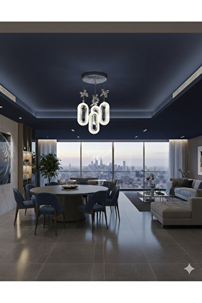 icon line Avize Alfa Led 4’lü Gold Modern Salon Oturma Odası