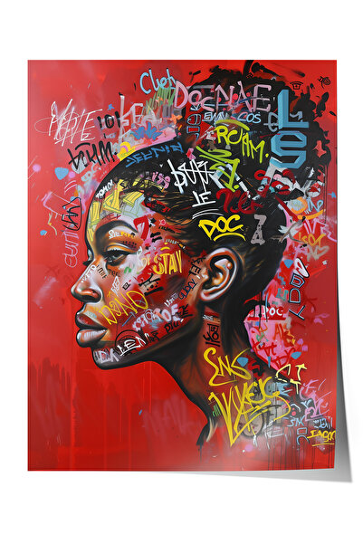 Zestia Poster premium, portret colorat de femeie în stil graffiti, decor pent...