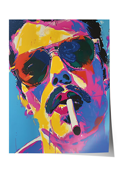 Zestia Poster premium Portret de bărbat în tonuri colorate, lucrare de artă p...