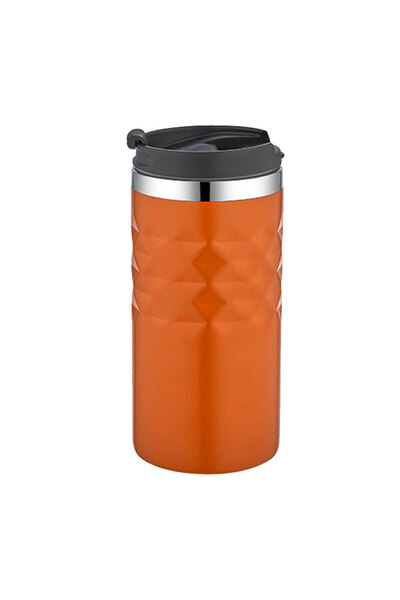 mercanpromosyon كوب ترمس من الفولاذ البرتقالي - ترمس للقهوة مع غطاء مانع للتس...