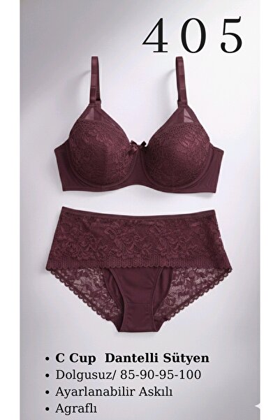 CHARM Tılsım Lingerie Women's C Cup Lace Bra Set