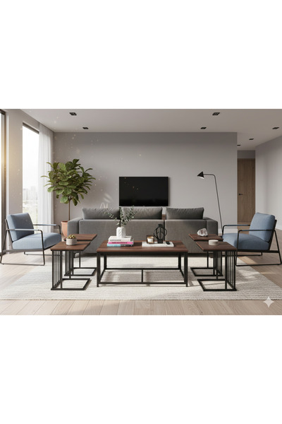 SADANHOME 5-piece set - Modern coffee table | Large table 110*60*45 cm and 4 ...