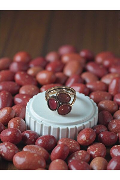 KUŞ TÜYÜ STORE Kırmızı Akik Doğal Taşlı Yüzük - Ayarlanabilir Tasarım