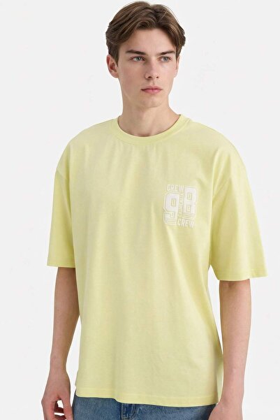 DeFacto 100% Cotton Boxy Fit Printed T-Shirt F8149Ax26Sp