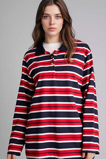 DeFacto Çizgili Sweatshirt Tunik G8572AX26SP