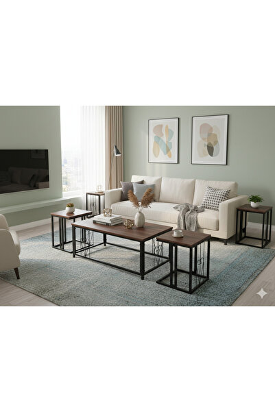 SADANHOME 5-piece set - Modern coffee table | Large table 110*60*46 cm and 4 ...