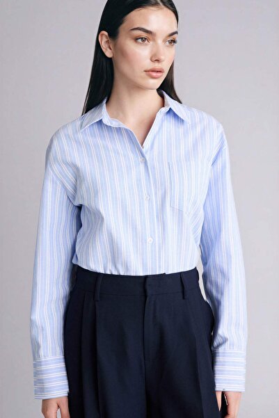DeFacto Oversized Striped Oxford Shirt G9804Ax26Sp