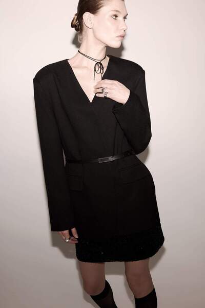 DeFacto Oversized V-Neck Blazer Jacket G6694Ax25Au