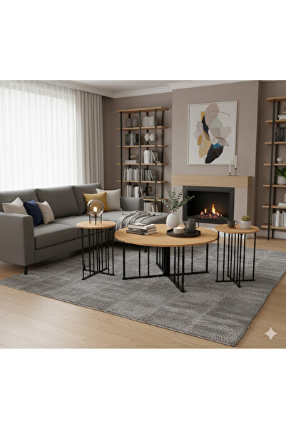 SADANHOME 5-piece set - Modern coffee table | Large table 80*80*45 cm and 4 s...