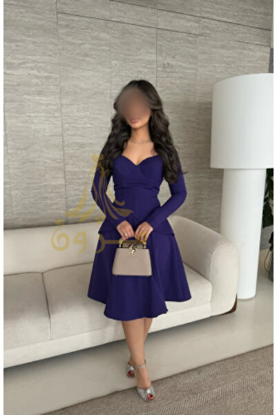 Mazoon Fashion Royal Navy Blue Midi Dress