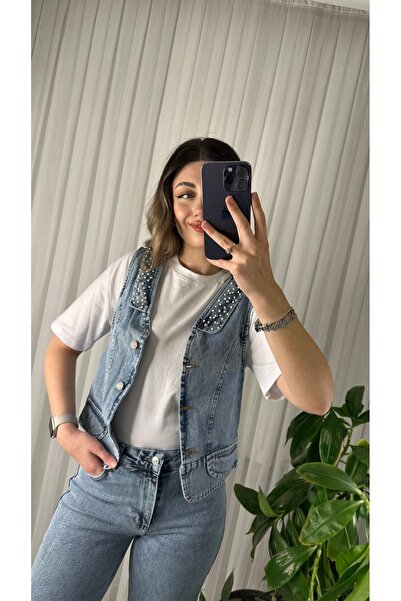 Miralya Studio İncili denim yelek