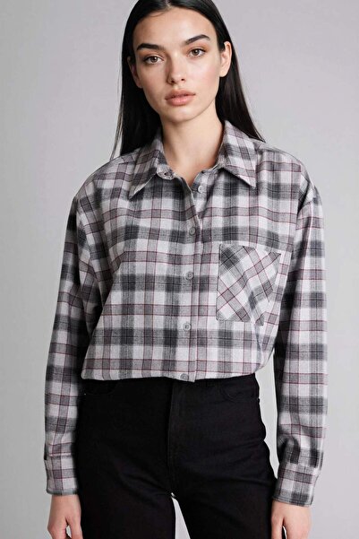 DeFacto Oversize Shirt Collar Checkered Flannel Long Sleeve Shirt G8917Ax26Sp