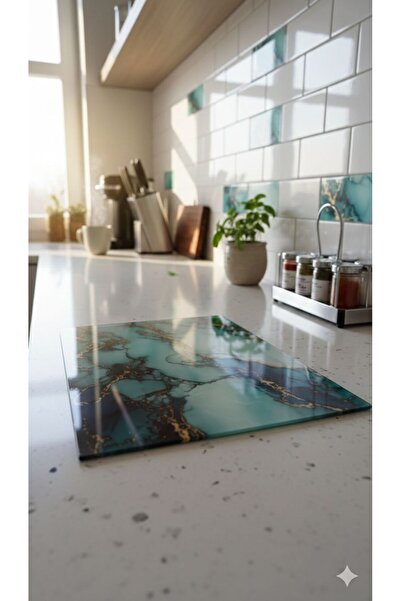 KRCONLİNE Fruit Vegetable Meat Chicken Glass Cutting Board Presentation Tray ...