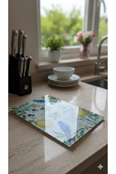 KRCONLİNE Fruit Vegetable Meat Chicken Glass Cutting Board Presentation Tray ...