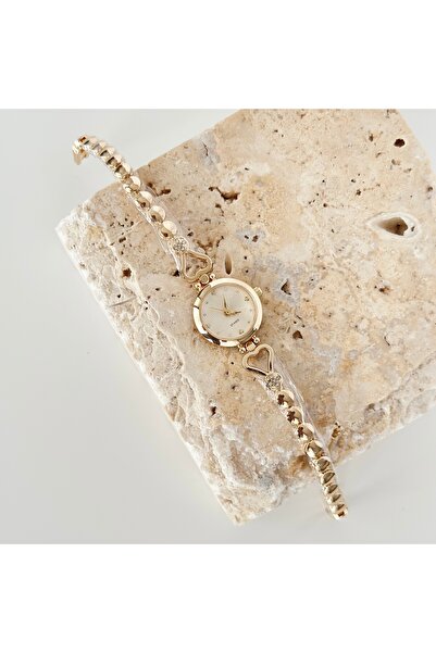 Vesce Atelier Double Heart Gold Watch Gold