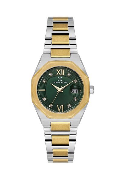 Daniel Klein Gold silver green color 30mm women's watch and bracelet set with...