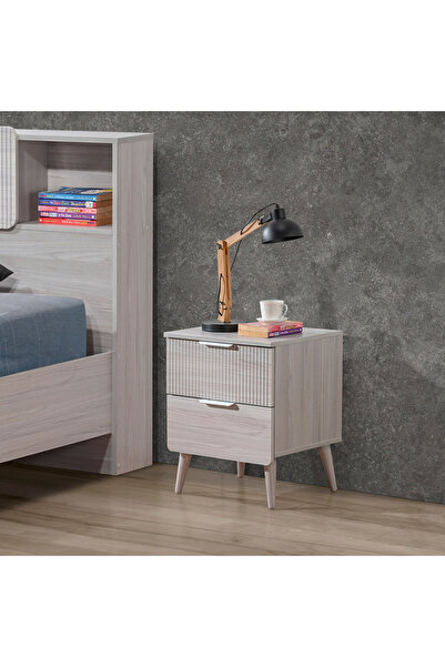 Generic طاولة جانبية صغيرة من خشب إلموود بدرجين